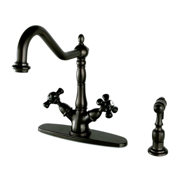 KS1235PKXBS 8" Centerset Deck Mnt Kitchen Faucet W/Brass Sprayer, Brnz